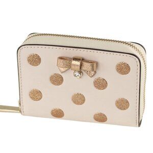 Kate Spade Wrapping Party Zip Around Wallet in Parchment Gold Dots like new
